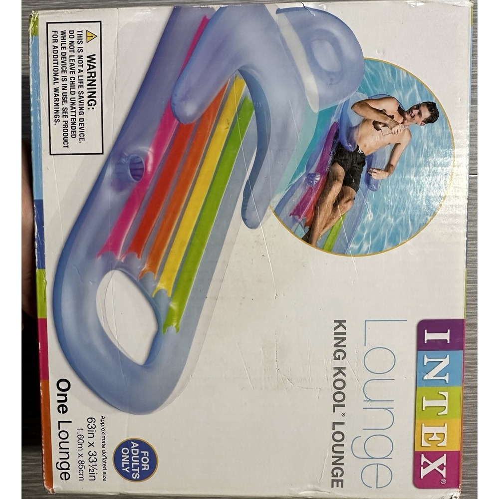 Intex King Kool Lounge Floating Swimming Pool Lounger Headrest & Cupholder 63x33